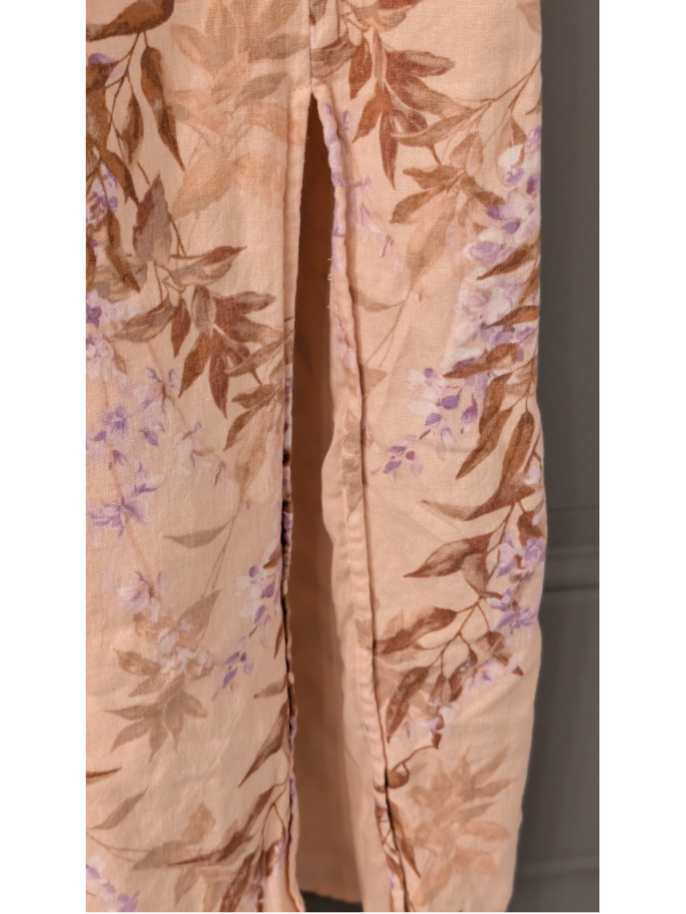 House of Harlow 1960 Peach Floral Linen Blend Smocked Midi Dress Size Small - Picture 3 of 14